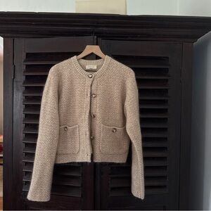 Sezane Beige Wool button down cardigan Sweater